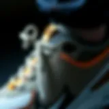 Close-up view of the shoe's unique design elements