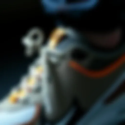 Close-up view of the shoe's unique design elements
