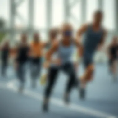 Athletes in motion wearing modern sports attire