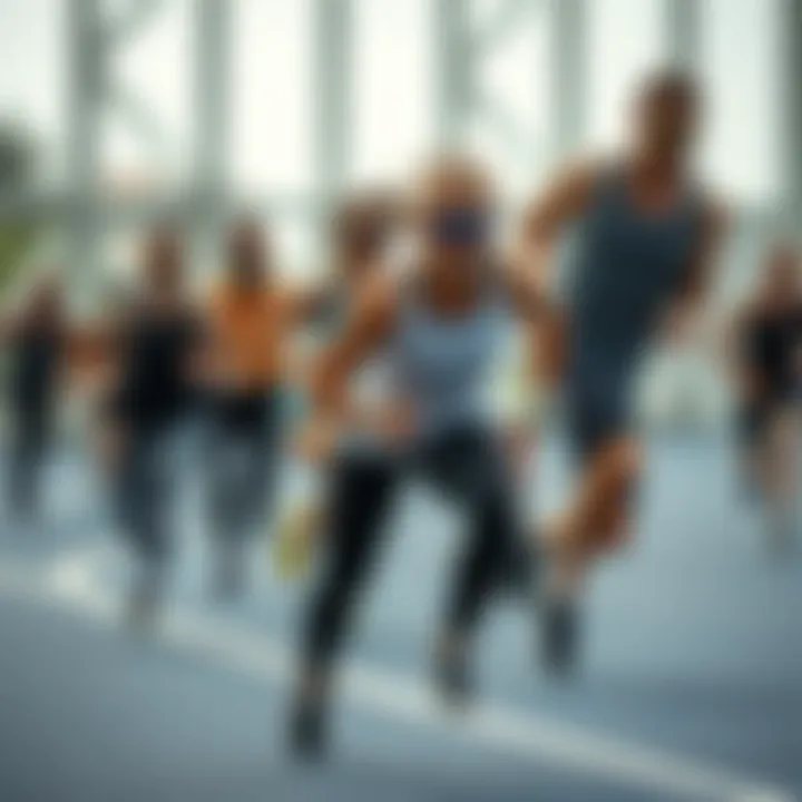 Athletes in motion wearing modern sports attire