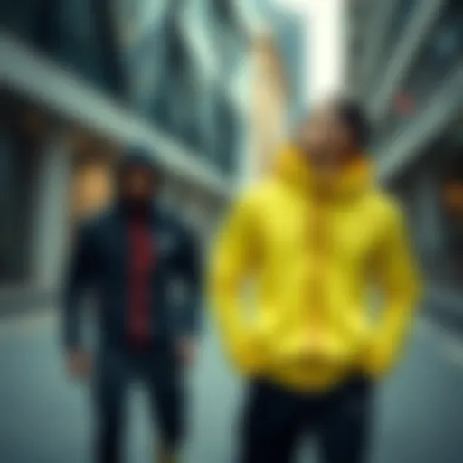 Dynamic athletic wear showcased in an urban environment