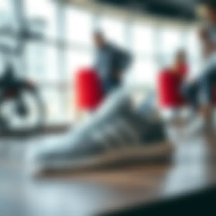 adidas Astir Gri sneakers displayed in a trendy lifestyle setting