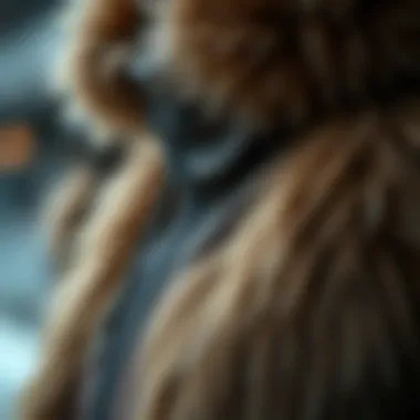 Close-up of Adidas fur coat detailing