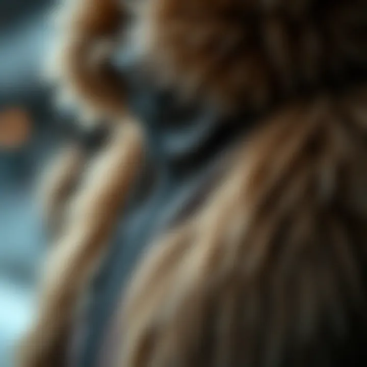 Close-up of Adidas fur coat detailing