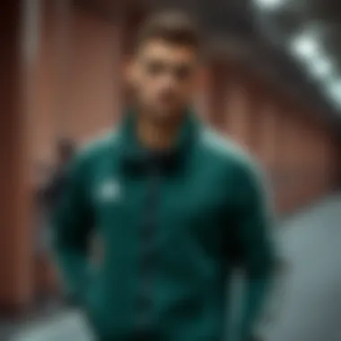 Stylish green tracksuit showcasing modern sportswear trends.