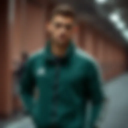 Stylish green tracksuit showcasing modern sportswear trends.