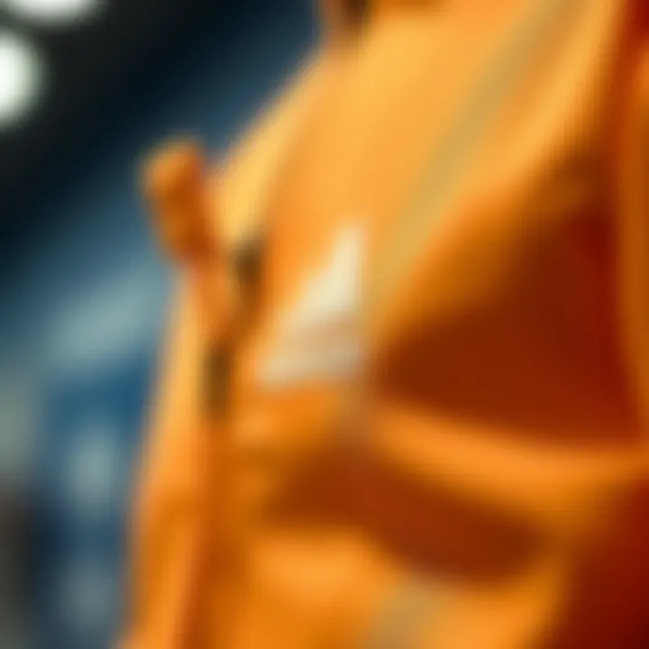 Close-up of adidas tracksuit fabric showcasing its quality and technology
