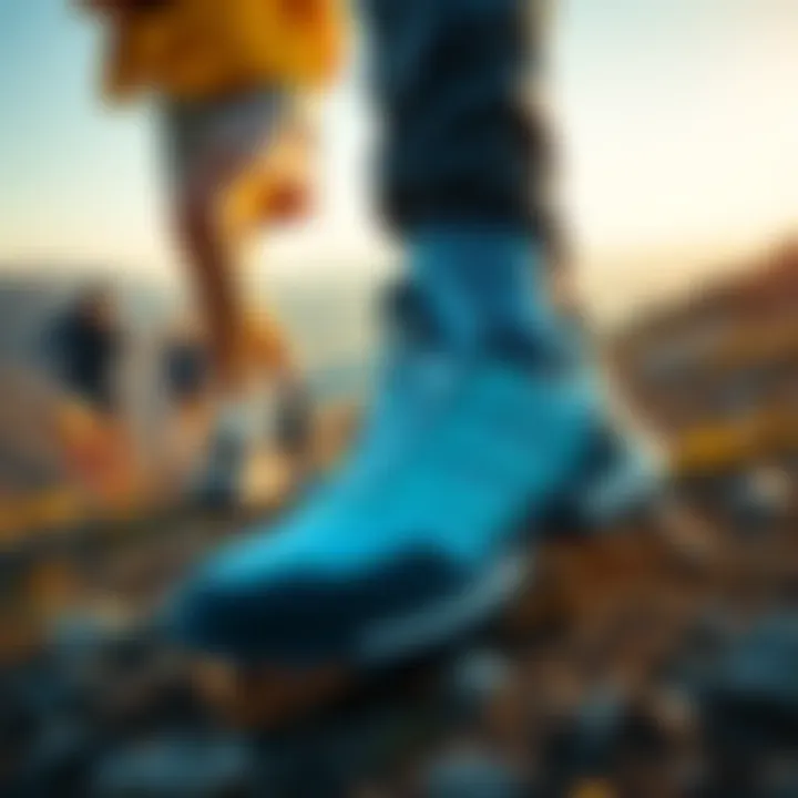A group of athletes wearing Adidas Terrex shoes during a mountain hike.