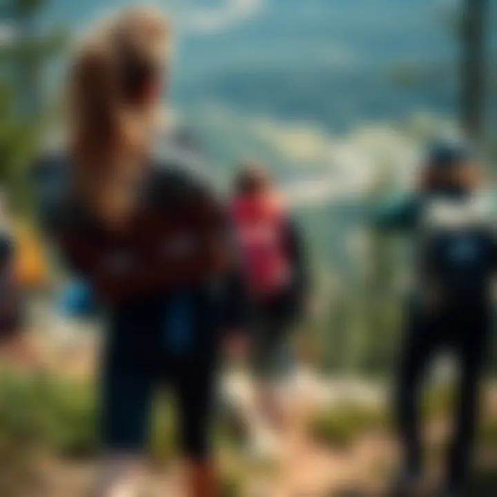 A scenic view of hikers wearing the Adidas Terrex AX4 GTX W amidst nature.
