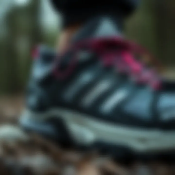 Close-up of the Adidas Terrex AX4 GTX W highlighting its technical features.