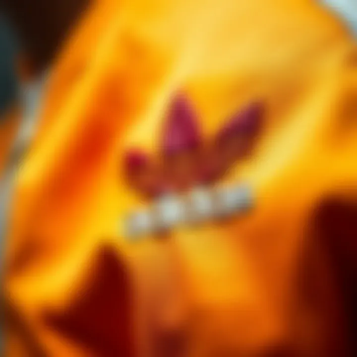 Close-up of Adidas tracksuit fabric and details