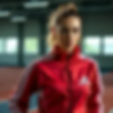Athletic woman wearing Adidas tracksuit during workout