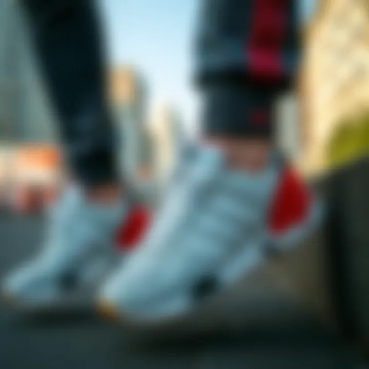 Trendy Adidas shoes worn in an urban environment