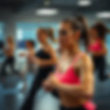 Energetic group participating in aerobic exercise