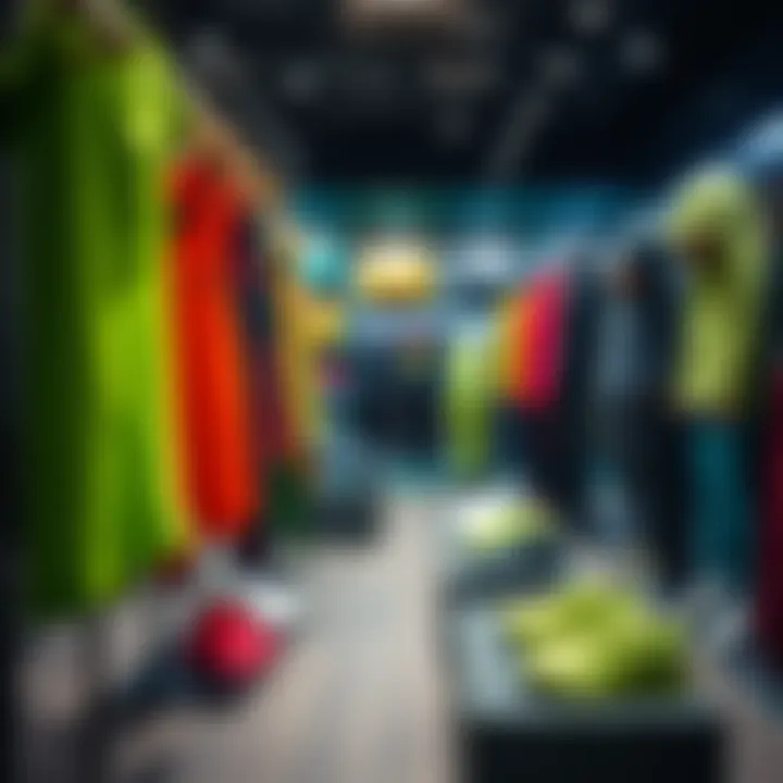 A vibrant display of sports gear emphasizing eco-friendly materials