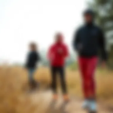 An outdoor scene with individuals wearing sustainable sportswear