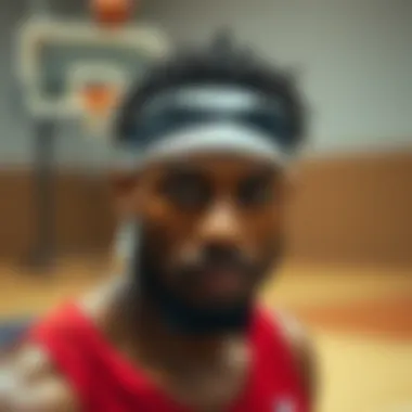 Amateur basketball player wearing a headband for better focus
