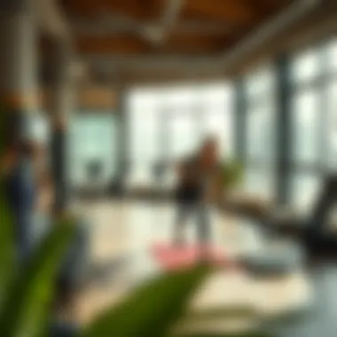 A serene environment promoting mental well-being during exercise