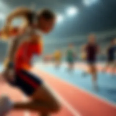 Athletes competing in various events