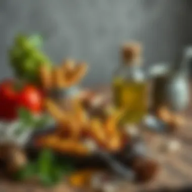 Balanced diet showcasing healthy oils