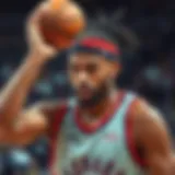 Dynamic basketball player showcasing a stylish headband during a game