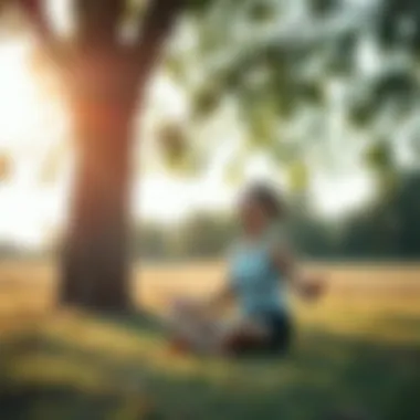 Runner meditating post-run under a tree