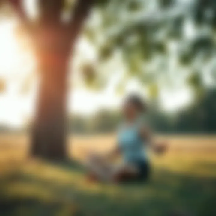 Runner meditating post-run under a tree
