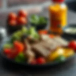 A balanced meal with protein-rich foods and colorful vegetables on a plate