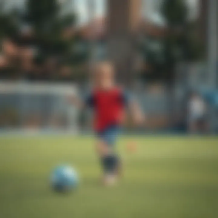 Child practicing soccer skills on the field