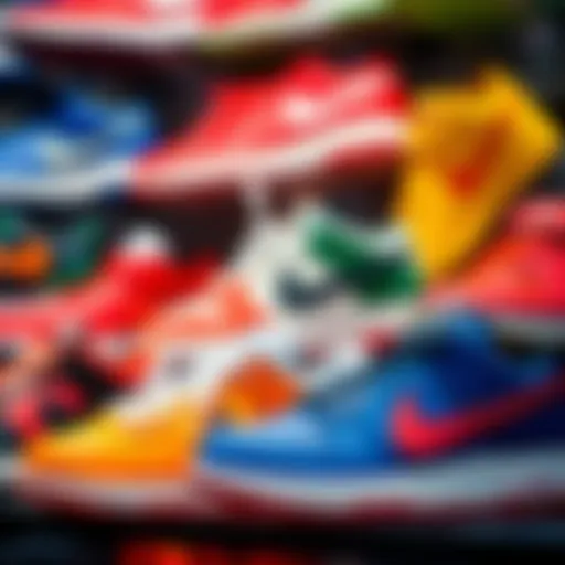 Colorful display of children's Nike shoes