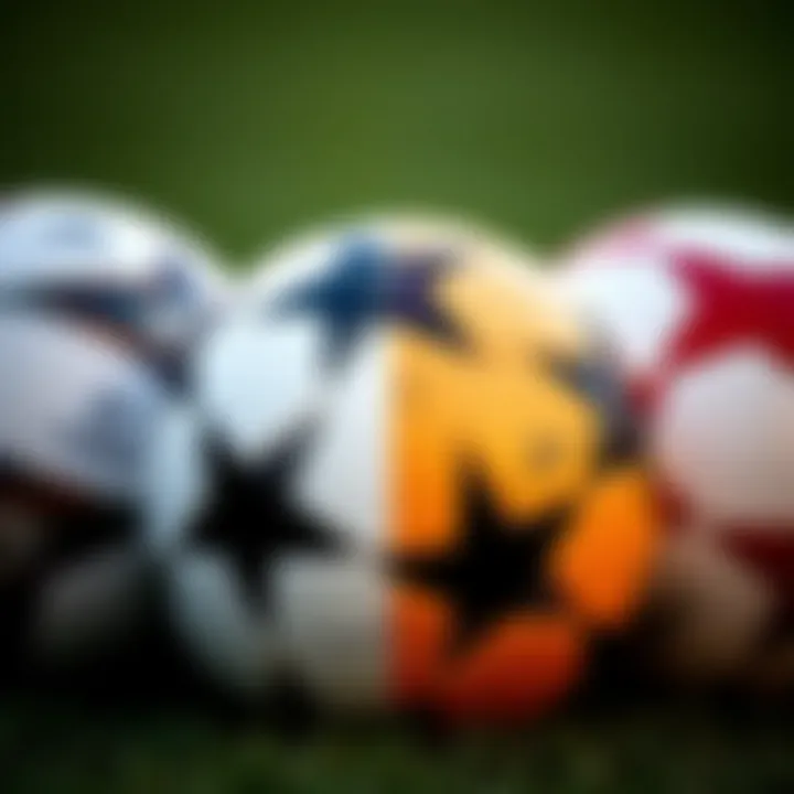 A visual comparison of different soccer balls to emphasize the uniqueness of the Champions League ball