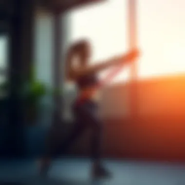 Illustration of proper form while using resistance bands for hip movements