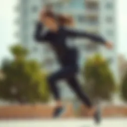 Dynamic action shot of a drill sport outfit in motion