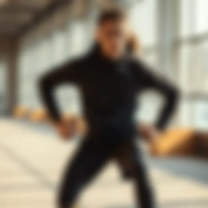 User experience showcasing a comfortable fit in drill sportswear during exercise