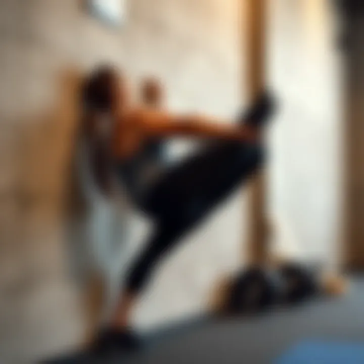 Illustration of core strengthening movements using the wall