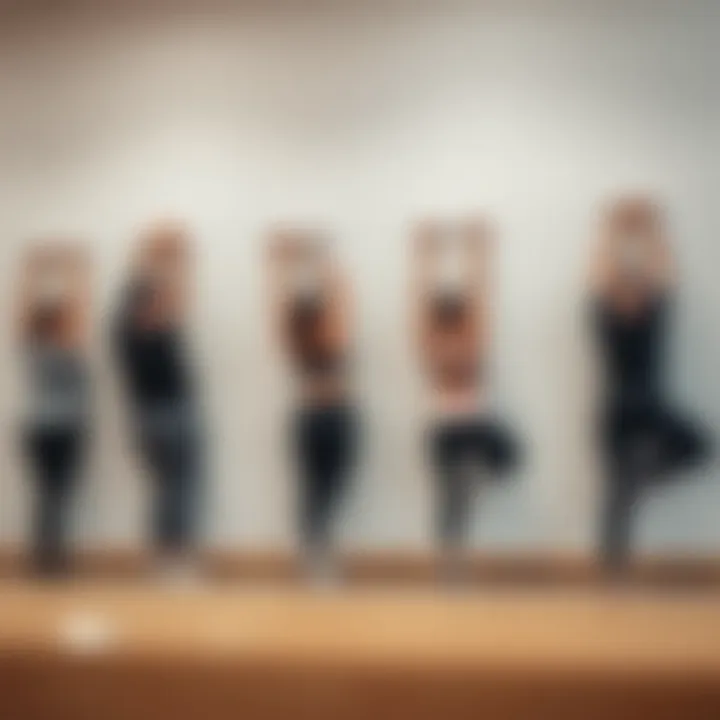 A diverse group engaging in wall Pilates exercise