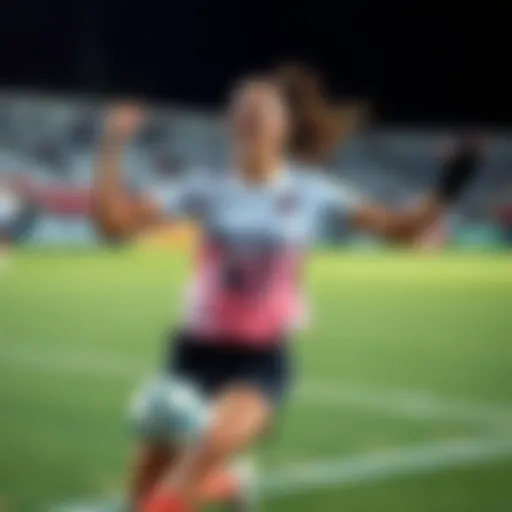 Celebrated female athlete capturing a moment of triumph on the field