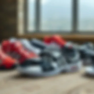 A collection of different Adidas sandal models