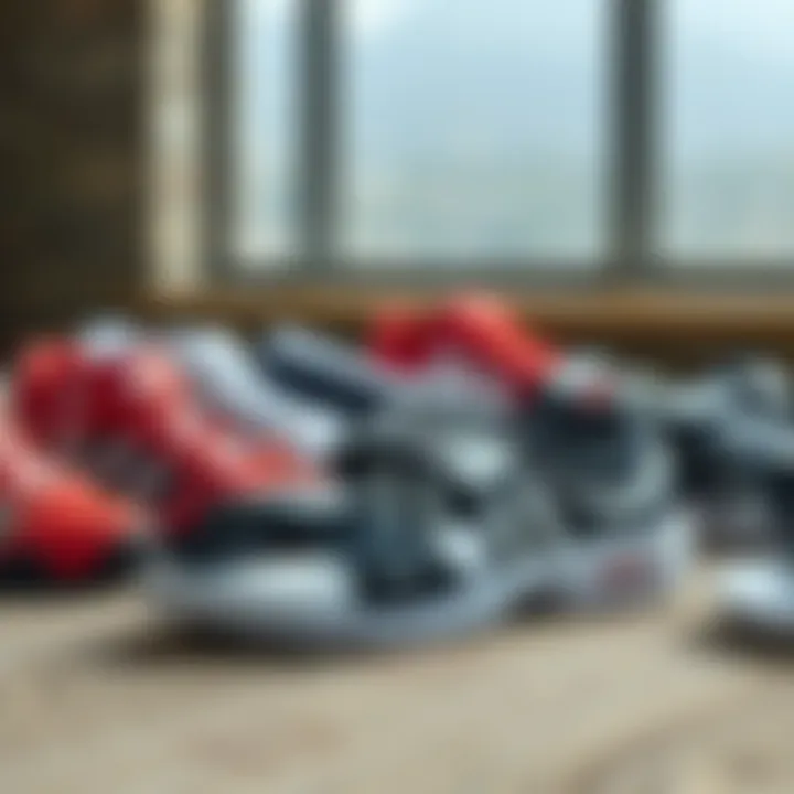 A collection of different Adidas sandal models