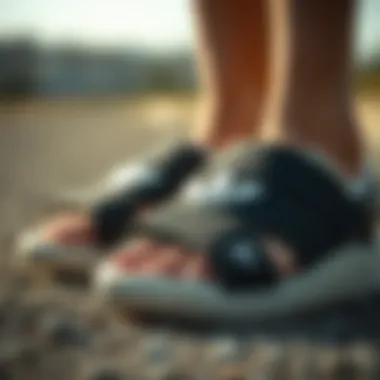 Close-up of Adidas sandals showcasing quality materials