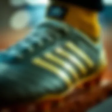 Close-up of Adidas boot detailing and craftsmanship