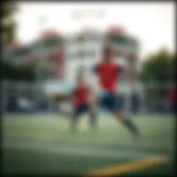 A vibrant street soccer scene capturing the essence of urban culture