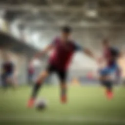 A dynamic futsal match showcasing intense gameplay.