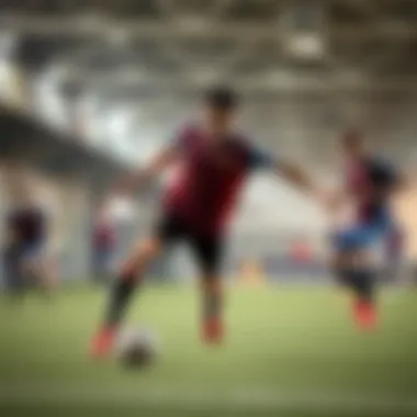 A dynamic futsal match showcasing intense gameplay.