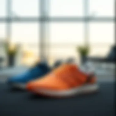 Stylish Presentation of Galaxar Running Shoes Stylish display of Galaxar running shoes against a modern backdrop