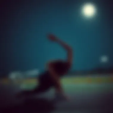 Stretching at Night for Better Flexibility Person stretching under moonlight