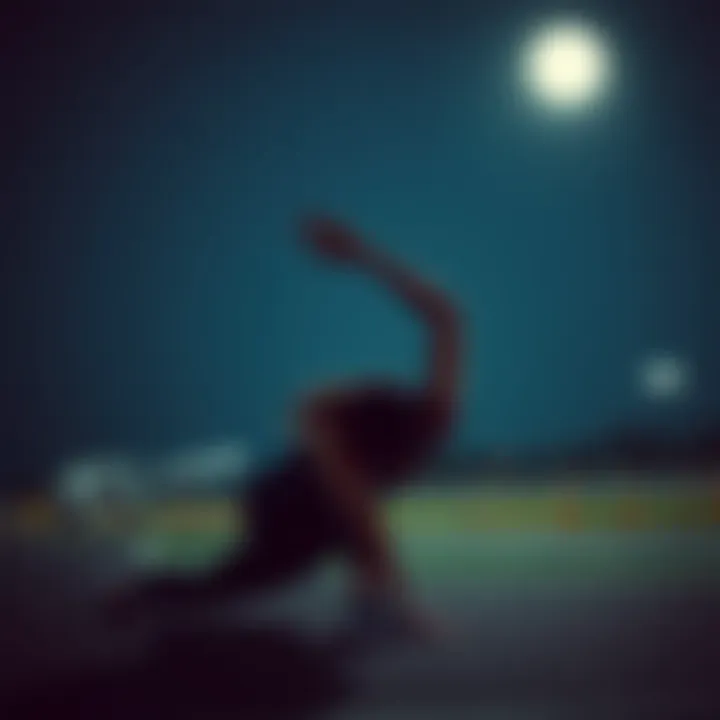 Stretching at Night for Better Flexibility Person stretching under moonlight