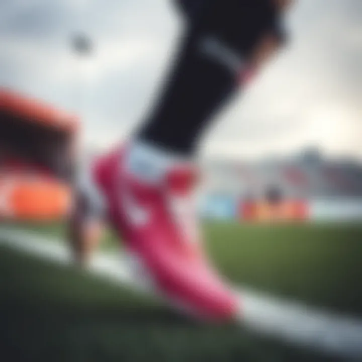 Dynamic action shot of a player wearing halisaha shoes on the field