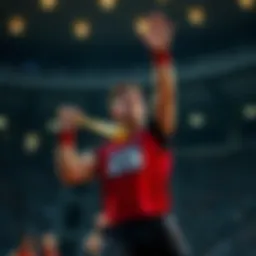 A hammer throw athlete in action during a competition