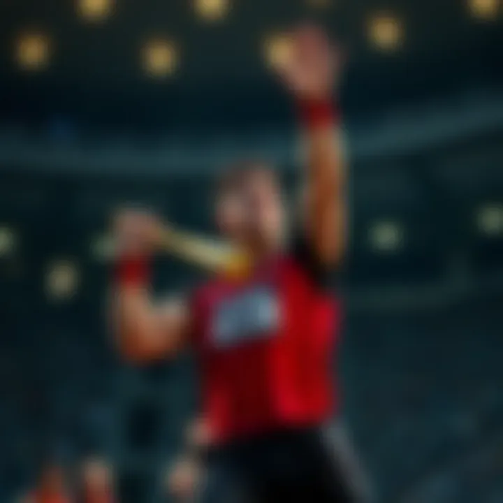 A hammer throw athlete in action during a competition